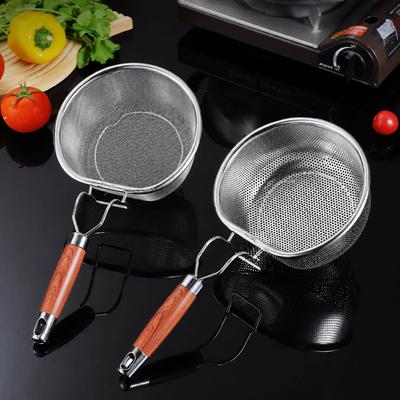 Wooden Handle Food Filter Strainer Fine Mesh Kitchen Strainer New Skimmer Spoon Cooking Kitchen