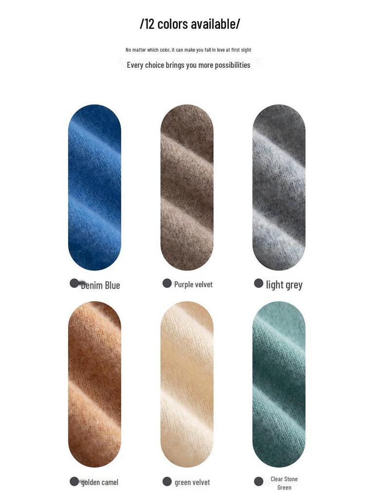 Men's Plus Size Loose Fit Pure Wool Round Neck Sweater, Autumn/Winter Cashmere Knitted Top