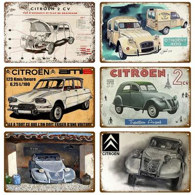 2CV Citroen Retro Декоративный Дом Металлическая Вывеска Плакаты На Стене Жестяная Вывеска Винтажный Плакат Декор Настенное Искусство Украшение Комнаты