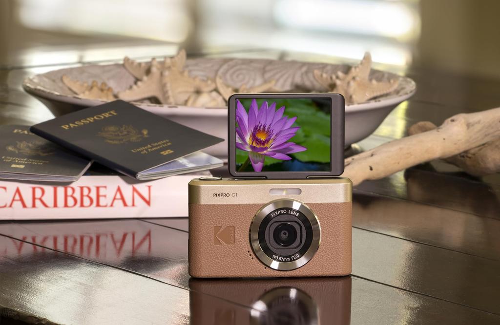 KODAK Pixpro C1 – Ultra-Compact Digital Camera 13MP BSI CMOS, 4x Zoom, 2.8-inch LCD Screen, LED Flash – Marron