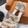 Модная обувь на платформе, женские новые модели весна-осень 2025 года, универсальные серебристые спортивные и повседневные туфли со стразами, тренд