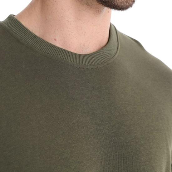 Fall Winter Men Top Loose O Neck Long Sleeves Pure Color Warm Pullover Mid