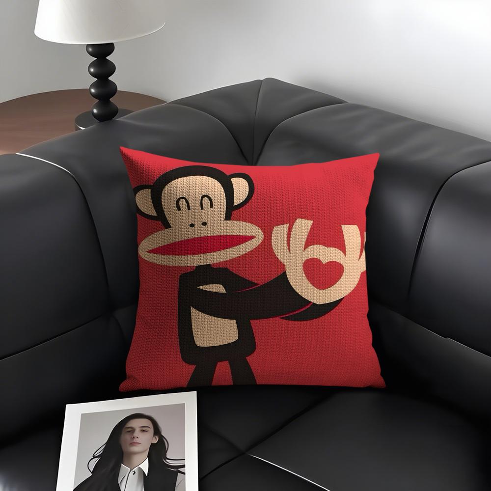 PPaul FFrank Cartoon Cushion Cover Natural Linen Organic Fabric DoubleSided Printing Sofa Home Decor Gift Pillow Case