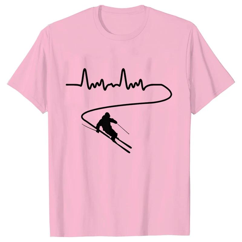 Мужская одежда Лыжи Горные лыжи Heartbeat Сноуборд Рубашки Модная графическая футболка с коротким рукавом O-образным вырезом Harajuku Мужская футболка большого размера
