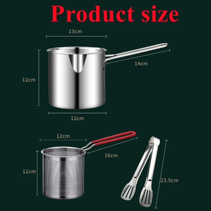 Бытовая креативная многофункциональная фритюрница из нержавеющей стали 304 с зажимом для крышки и ситечком, корзина для картофеля фри, кухонные принадлежности
