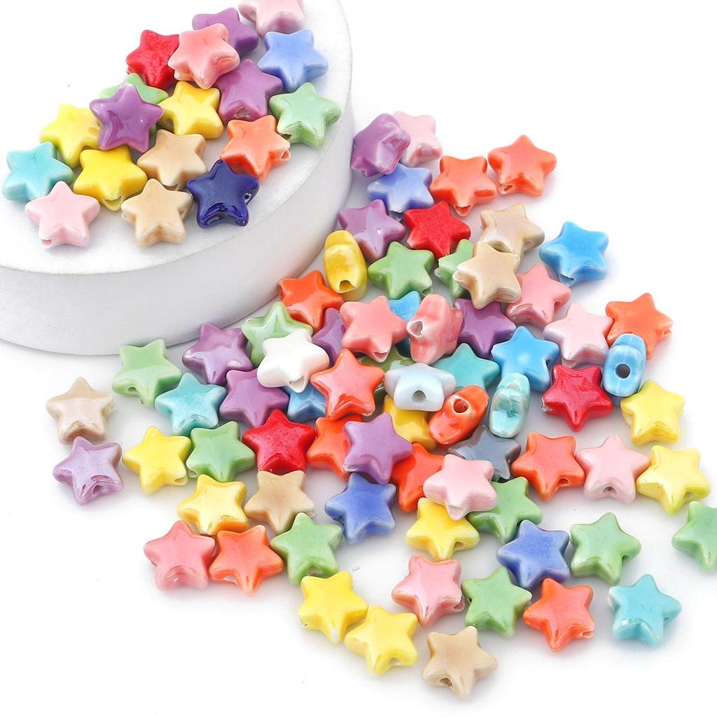 10 шт., 14 мм, выбор цвета, керамические бусины с пятиконечной звездой для изготовления ювелирных изделий, ожерелье, браслет, серьги «сделай сам»