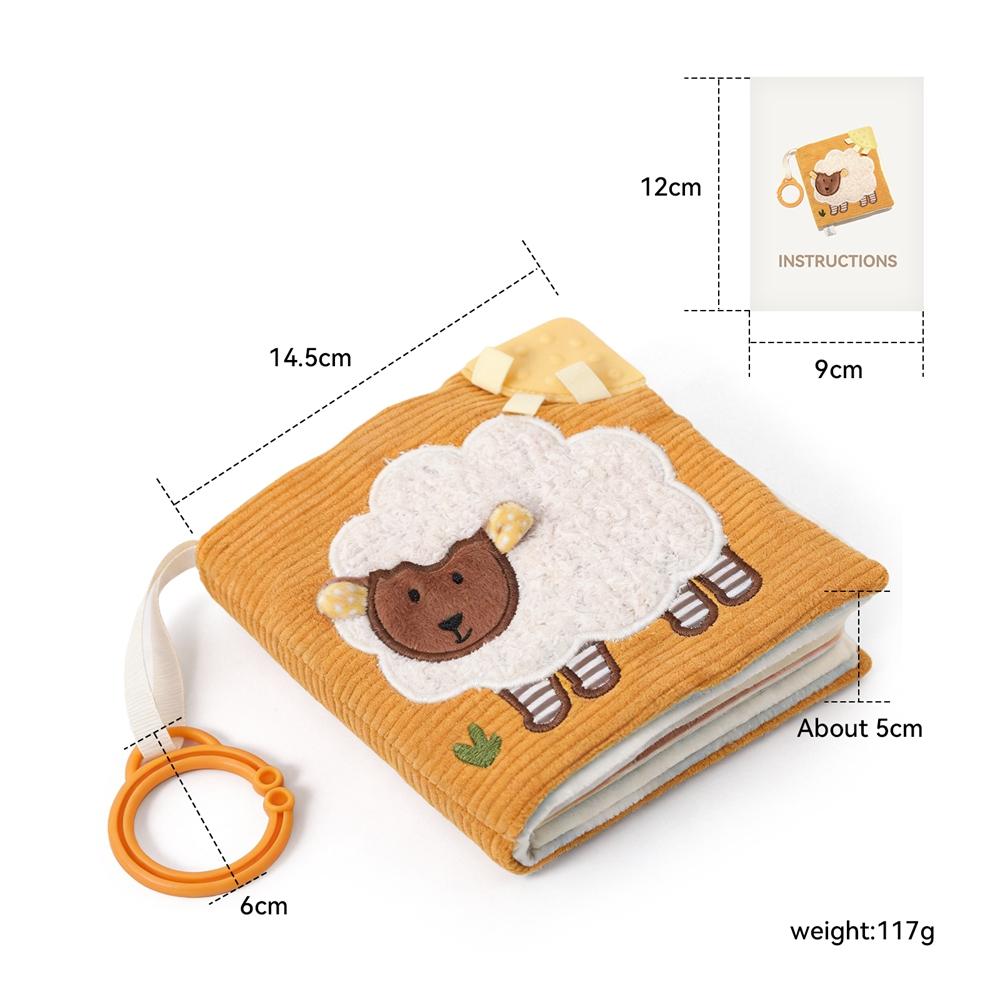 Baby Cloth Book With Bear  Goose Sensory Crinkle Activity Book With Mirror Teether And Hanging Ring Early Educational Toys