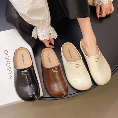 Письмо толстая подошва мешок голова полутапочки женская одежда ленивый одна педаль интернет знаменитость весна и лето 2025 новые muller крутые тапочки