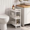 Serving Trolley, 3 Tiers, Slatted Shelves, Fall Prevention, Bamboo, 55 x 20 x 75 cm