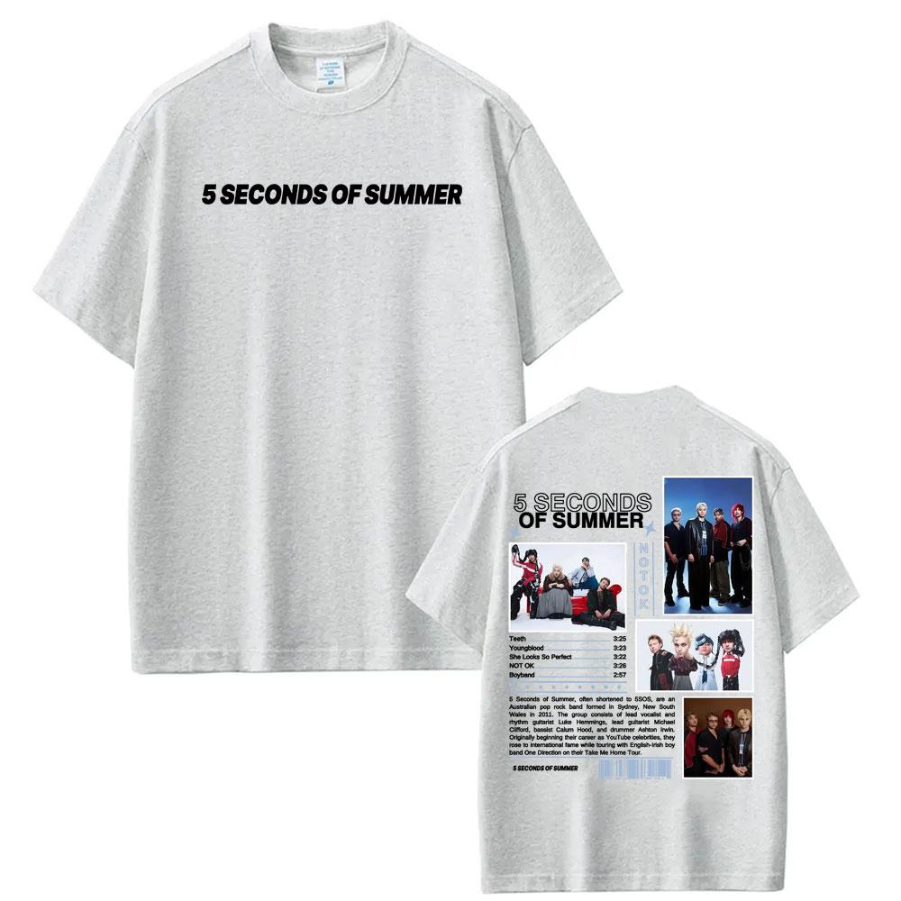 Футболка с мерчем группы 5 Seconds of Summer World Tour, унисекс, модная, в стиле хип-хоп, 100% хлопок, с коротким рукавом