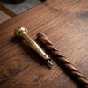 Handcrafted Twisted Spiral Wooden Walking Stick, Solid Brass Handle Cane