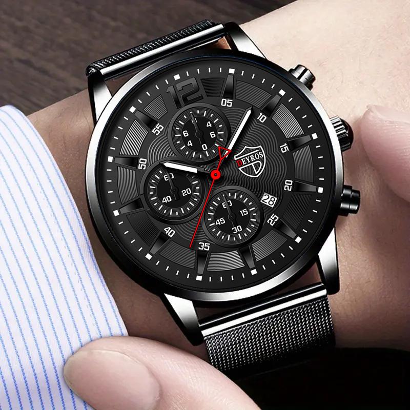 1 шт./4 шт./компл. модные мужские кварцевые часы с календарем для деловых людей, набор наручных часов и браслетов, подарки на день отца