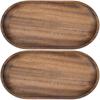 Oval wooden plate set of 2  including fruit snack plate  refreshment tray  food barbecue pad   brown