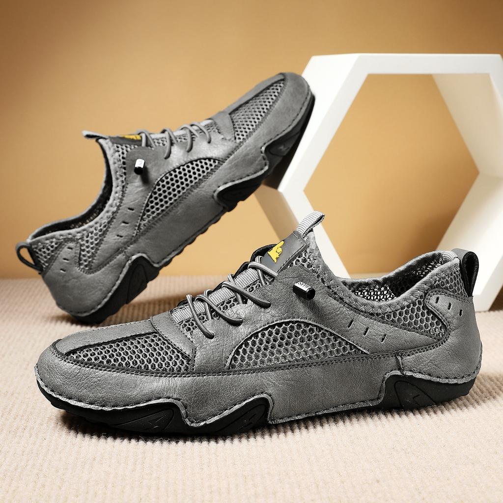 Кожа воловья новая мужская повседневная спортивная обувь большого размера прошитая дышащая сетчатая обувь обувь осьминога мужская обувь
