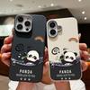 Чехол для телефона из однотонной кожи с текстурой милого мультяшного рисунка в виде панды для iPhone 16 Pro 15 14 Plus 13 12 Pro Max 11, ударопрочный, мягкий, из ТПУ, тонкий чехол
