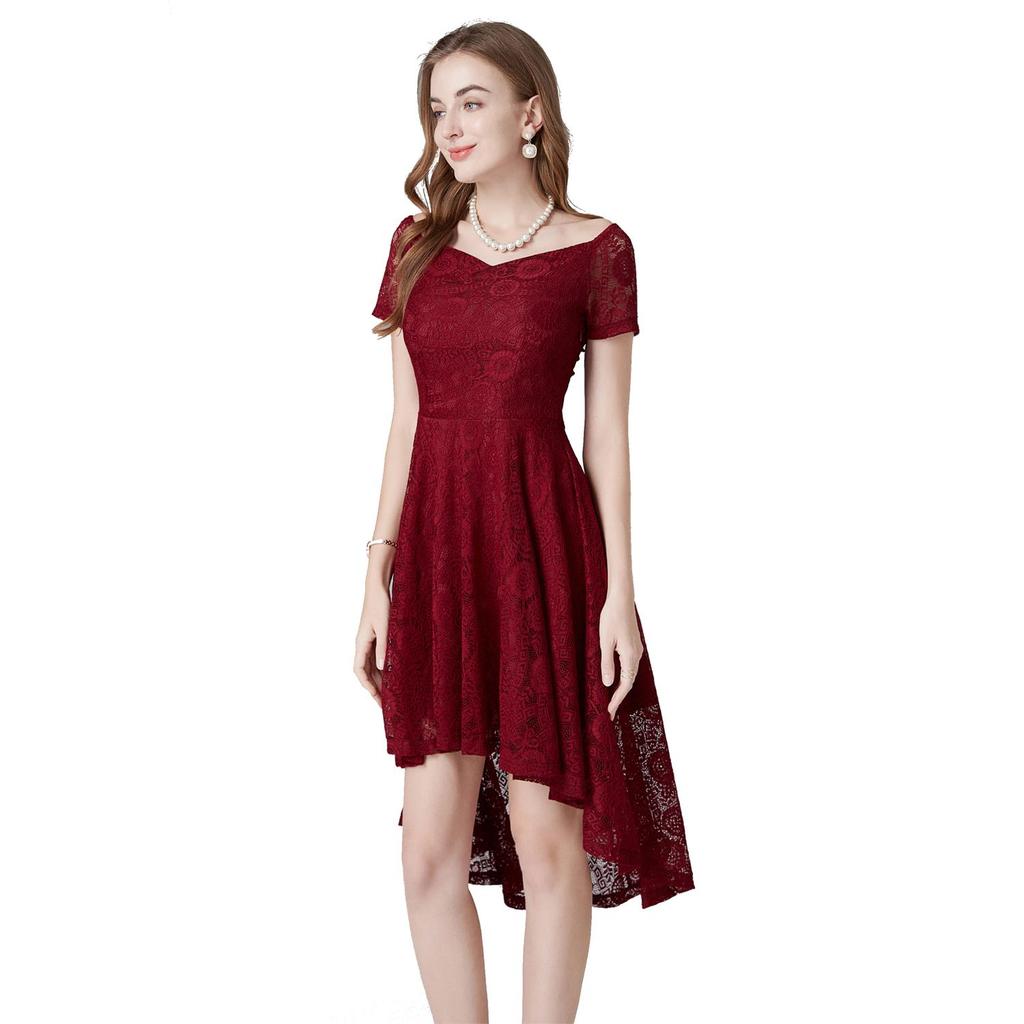 Женское вечернее платье миди, кружевное платье с вырезом в форме сердца, высокие и низкие подолы, ретро-платья, бальное платье для выпускного вечера, свадебные наряды подружки невесты
