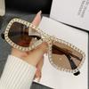 Wind-Encrusted Diamond Glasses, Trimmed Toad Glasses, Men'S And Women'S Square Sunglasses, Rhinestone Sunglasses