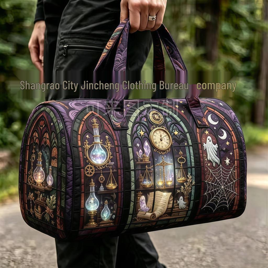 3D Gothic Stained Glass Print Halloween Gym Bag - Multi-functional Travel Bag