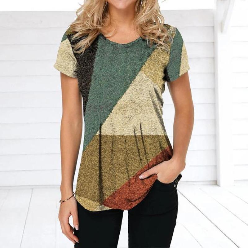 Женская футболка в стиле ретро, ​​футболки с клетчатым принтом, лоскутная одежда, блузка с круглым вырезом и короткими рукавами, женские топы большого размера, женская рубашка в стиле Харадзюку