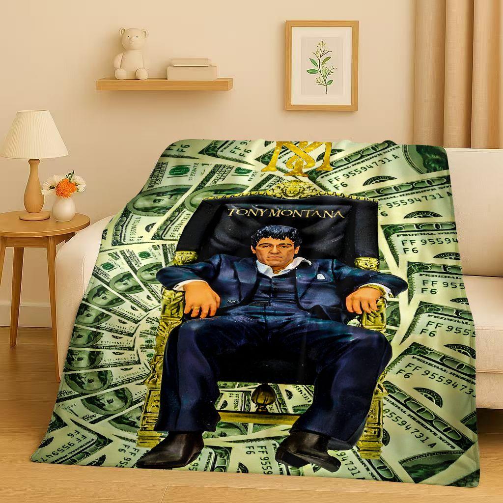 Classic Scarface Tony Gang Movie Flannel Blanket,Ultra Soft Plush Throw for Home Bedroom Bed Sofa Cover Office Picnic Kids Gift