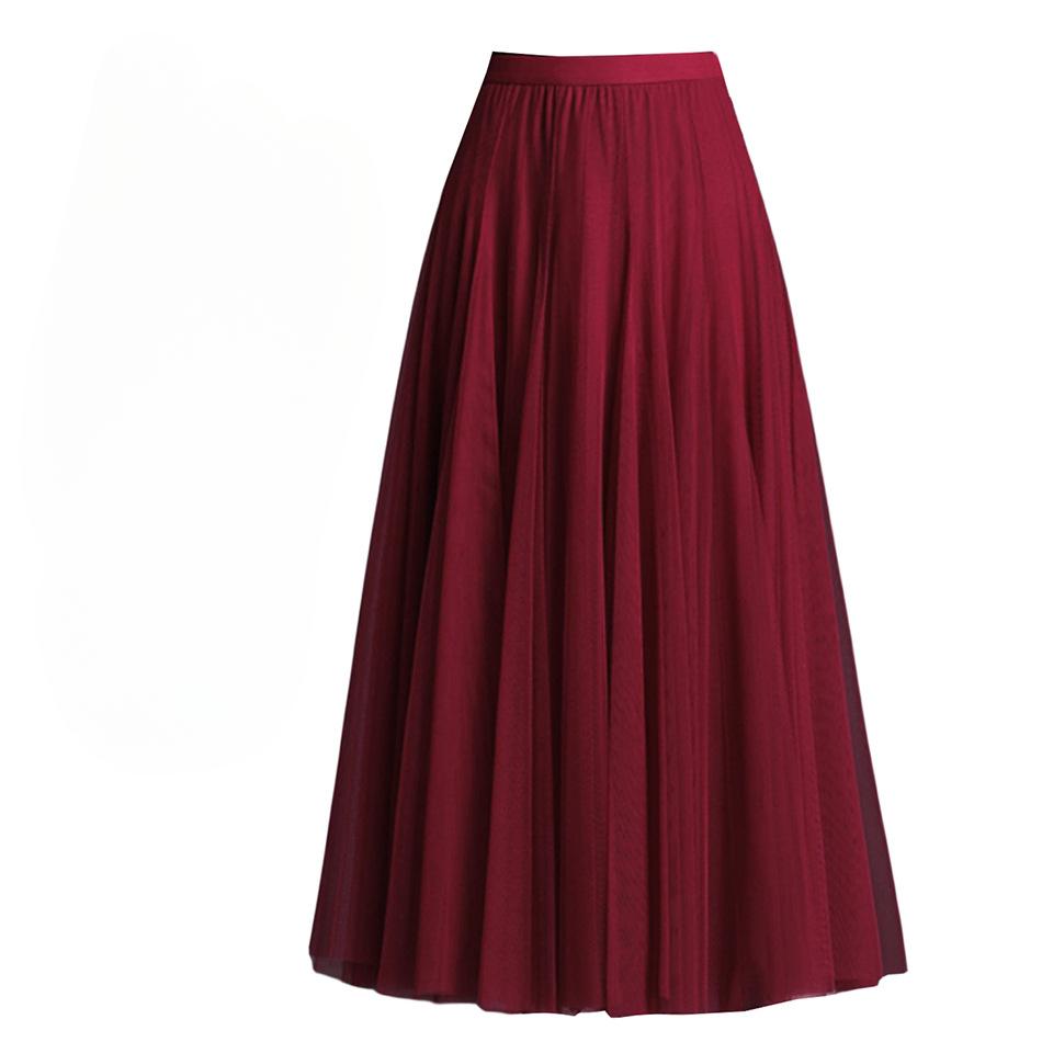 Женская юбка, длинная юбка-качели, тонкая юбка феи с высокой талией до середины тела, танцевальная сетчатая юбка