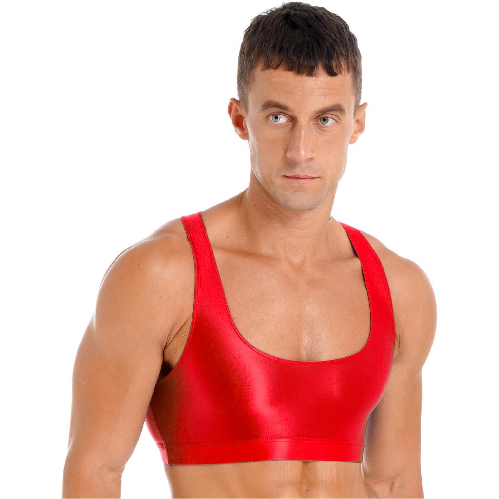 Мужские масляные блестящие глянцевые майки, сексуальные атласные облегающие укороченные топы, жилет, футболки без рукавов, купальник, спортивный тренажерный зал, майки, клубная одежда