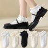 Lolita Style Japanese Kawaii Women Socks Cute Frilly Ruffle Socks Solid White Black Mesh Lace Girls Sweet Harajuku Short Socks