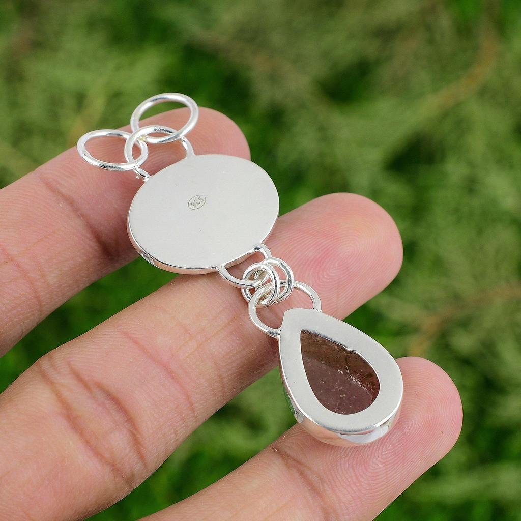 Daughters Day Deal Sterling Silver Pear Natural Sunstone Bezel Unique Pendant