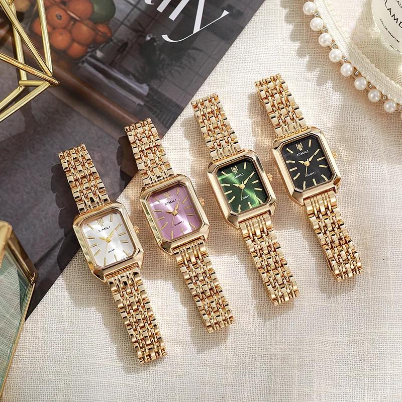 Stainless Steel Strap Watch Women Quartz Wristwatch Student Simple Square Quartz Watches
