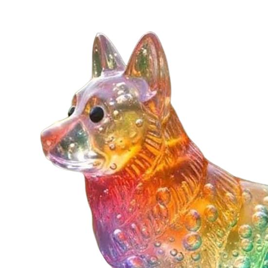 Юшэн Цветные Стеклянные Украшения Собаки Радужный Градиент Фигурки Щенков Декоративная Скульптура Собаки Подарок на Праздники Дни Рождения