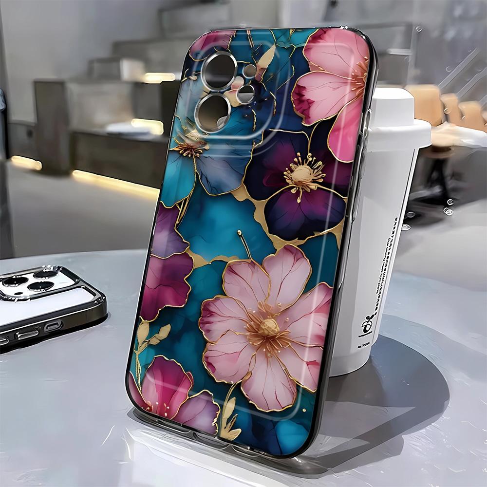 Прозрачный чехол с винтажными цветами для IPhone 16 15 14 13 12 11 Pro Max X XS Max XR 7 8 Plus Чехол 16E