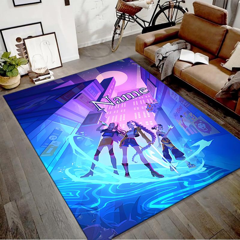 Custom KPop Demon Hunters Mat Personalized Name, Polyester Washable Indoor Entryway Rug, Gift for Christmas, Easter, Thanksgiving Day