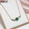 Kinel Dark Green Cubic Zircon Pendant Necklace For Women Rose Gold Color Black Plated Luxury Jewelry