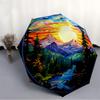 1pc Stained Glass Landscape Folding Umbrella, Durable, Suitable for Outdoor Activities or Rain, Suitable for Commuting yy251027137