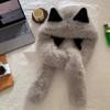 Мягкий Плюшевый Интегрированный Шарф-Шапка Теплая Шапка-Бини Защита Ушей Ветрозащитный Шарф-Шапка Согревающий Шею Искусственный Мех Длинный Шарф-Шапка Для Холодной Погоды
