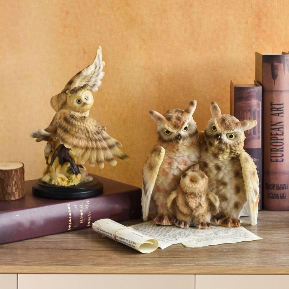 Креативное украшение в виде совы, смола, миниатюрная фигурка, скульптура, поделки, статуэтка животного, подарок