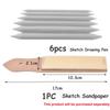 6 PCS New Artist Graffiti Paint Tool Tortillon Blending Smudge Sketch Drawing Pen Sandpaper