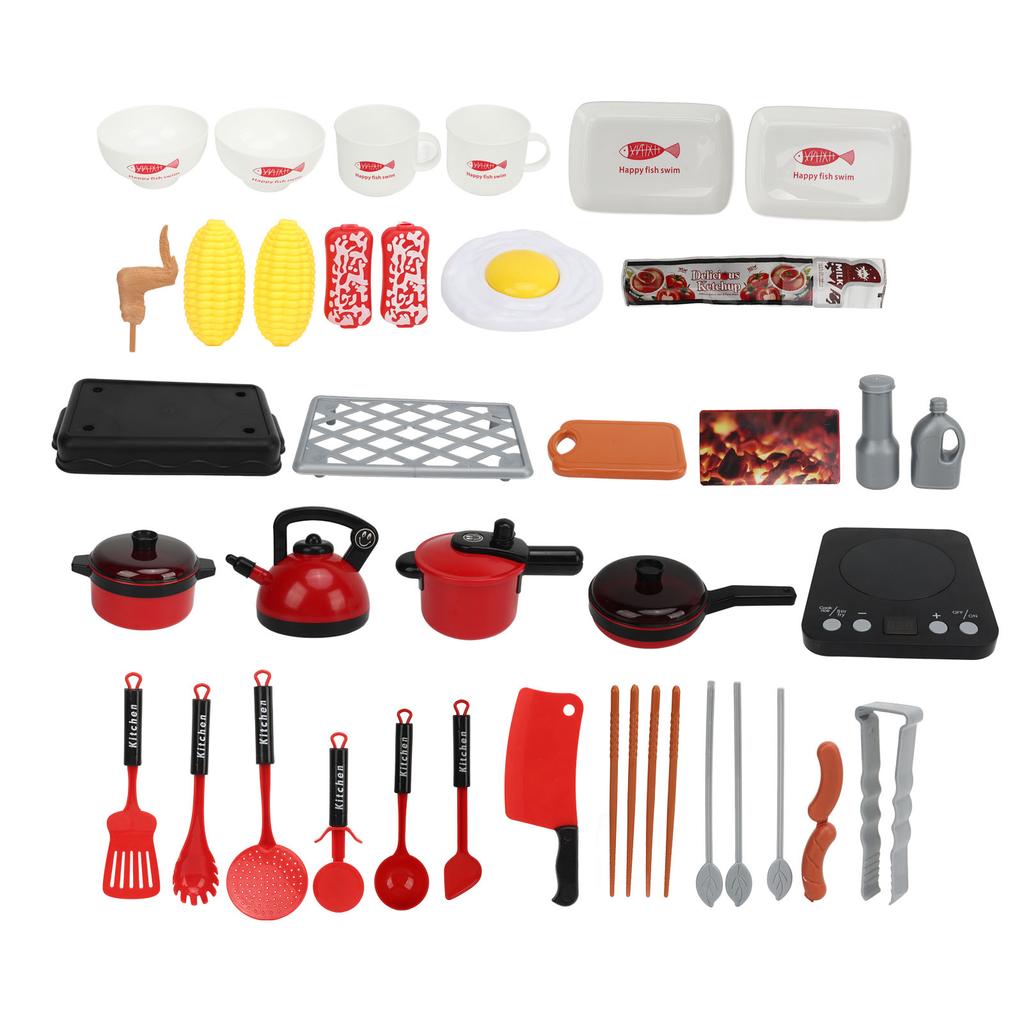 Детский игровой набор кастрюль, ролевая игра, готовка, воображаемые пластиковые кухонные игрушки, красные