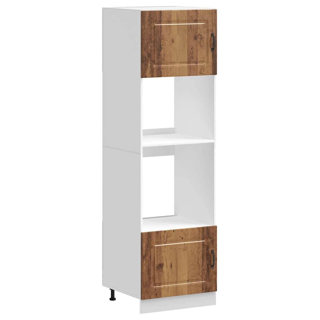 2 piece stove surround cabinets Kalmar vintage wood look engineered wood