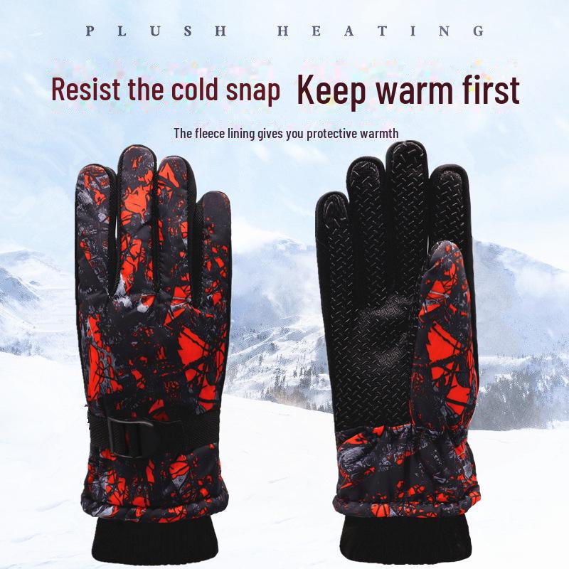 Детские зимние лыжные перчатки - возраст 7-13 лет. Теплый, плотный, хлопковый и бархатный фасон с пятью пальцами для девочек, идеально подходит для езды на мотоцикле.