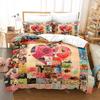 Love Heart and newspaper splicing Bedding Set Comforter Cover Soft Romantic Duvet Cover For Girls Women Room Valentine's Day