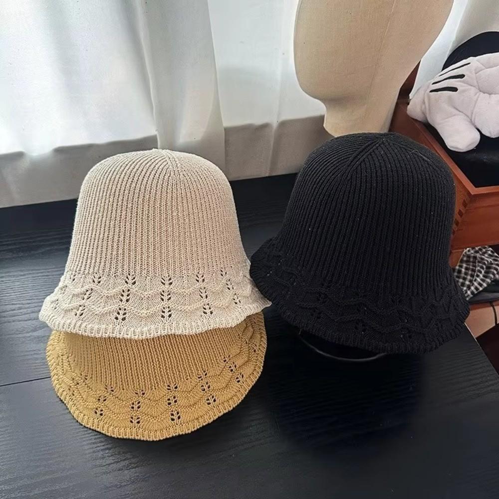 Sun Protection Women Sun Hat Wave Pattern Fisherman Hat New Knitted Fisherman Hat Women's Spring