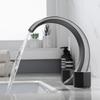 Light Luxury Bathroom Basin Faucet Gun Gray Copper Three Holes Two Handles Hot Cold Mixed Water Faucet Household  Basin Tap