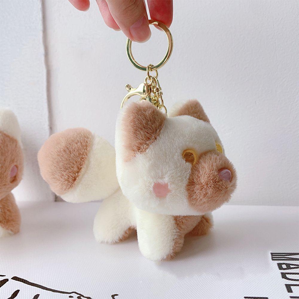 Milk Tea Color Charm Bag Ornaments Plush Dog Keychain Plush Pendant Plush Bunny Keyring Plush Doll