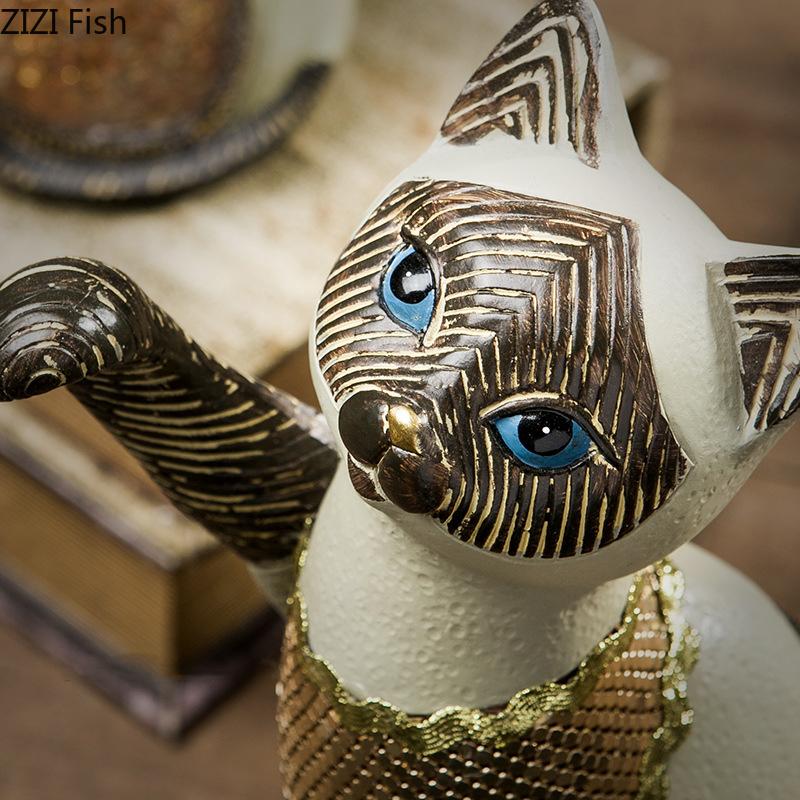 Креативная статуэтка сиамского кота Прекрасные животные Украшения Декор для стола Современные поделки Котёнок Скульптура из смолы Эстетичный декор для комнаты