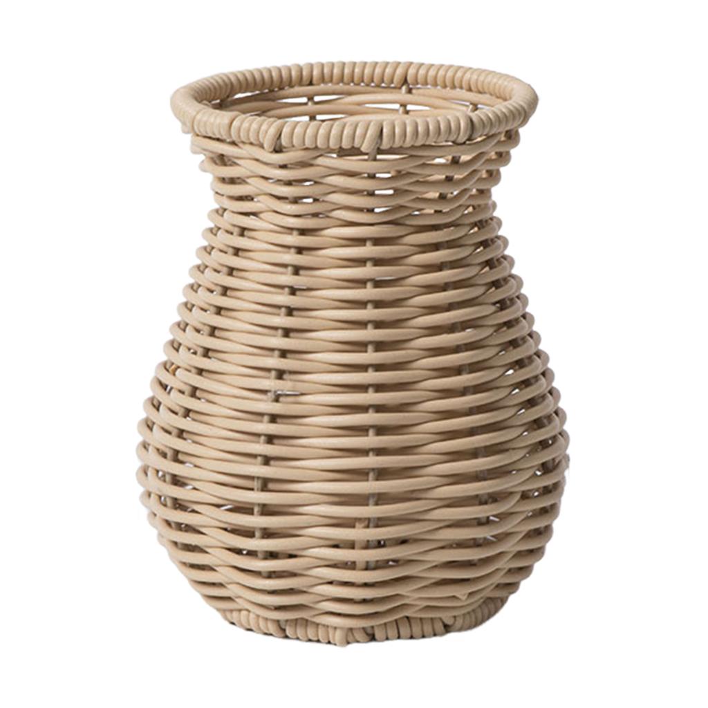 Handwoven Dried Flower Holder Rattan Effect Chic Flower Pot for Pampas Grass & Artificial Flowers