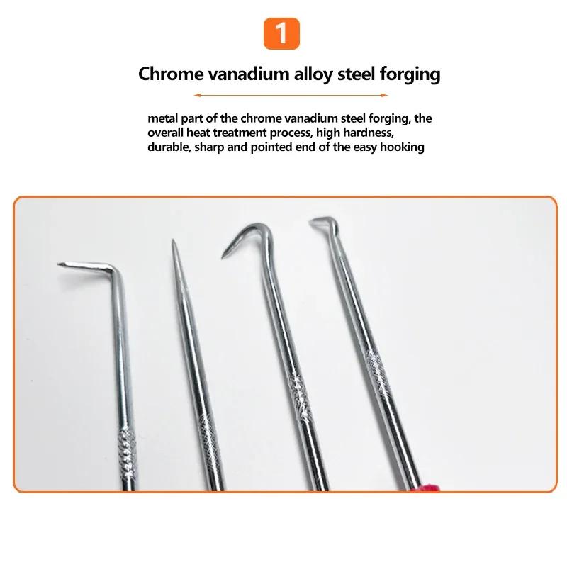 Набор пиков и крючков 160 мм, 4 шт. Инструменты для снятия сальников, уплотнительных колец и прокладок, для ремонта автомобилей и электроники