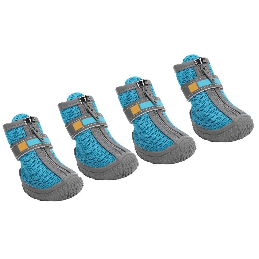 4pcs Non Slip Sole Dog Shoes Lake Blue Pet Paw Covers Lightweight Puppy Shoes Paw Protection