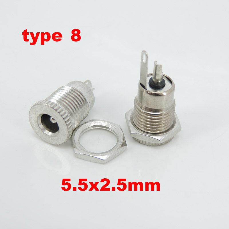 10 шт. DC 025 099 022 гнездовые разъемы 5,5x2,1 мм 5,5*2,5 мм штекер питания Jack гнездо гайка панель монтаж водонепроницаемый чехол под прямым углом