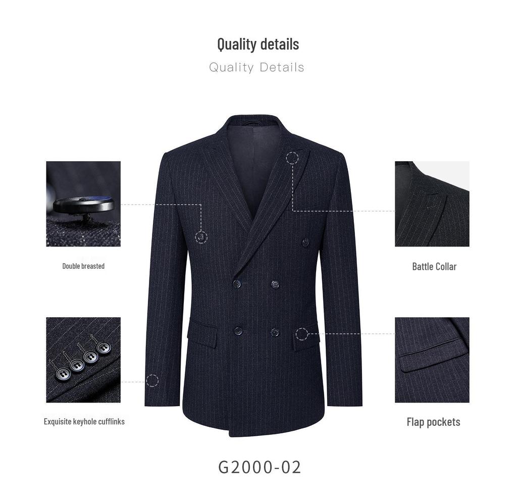 Мужской приталенный двубортный серый костюм в полоску - Британский стиль, деловой кэжуал/формальный смокинг для жениха или свадьбы.